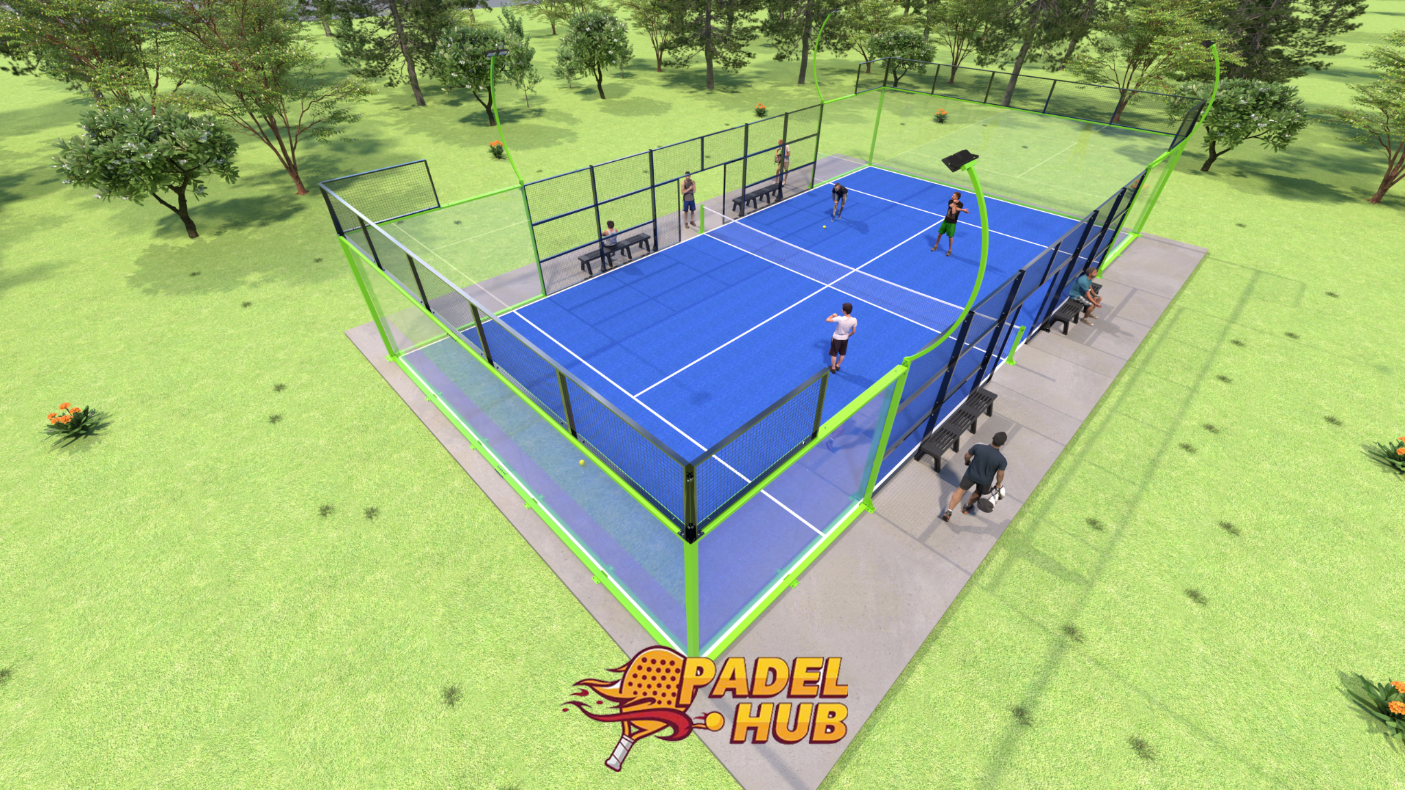 Thi công sân Padel tiêu chuẩn trọn gói 2026 phối cảnh 3D